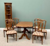 REPRODUCTION MAHOGANY EFFECT DINING ROOM SUITE - labelled "Rossmore", to include a twin pedestal