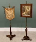 19th CENTURY POLESCREENS (2) - one having rectangular rosewood screen with fine wool work panel,