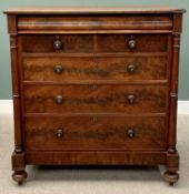 VICTORIAN MAHOGANY CHEST - having a secret top drawer with cushion moulded front over two short