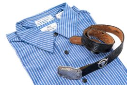 HIS ROYAL HIGHNESS PRINCE WILLIAM - Gap blue and white stripe cotton shirt, Size M-M, bearing sewn