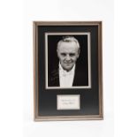 ANTHONY HOPKINS signed black and white publicity photograph of the Oscar winning actor, framed and