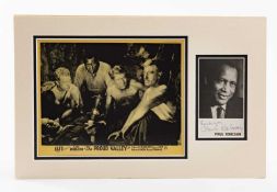 PAUL ROBESON - autographed black and white publicity postcard, together with a front-of-house