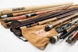 ASSORTED FLYRODS, to include Sharpe's of Aberdeen 'Scottie', 4 piece, 53-138, impregnated cane,
