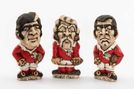 A TRIO OF JOHN HUGHES GROGGS being the famous Pontypool front-row of Charlie Faulkner, Bobby Windsor