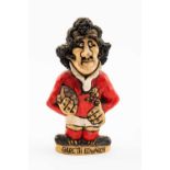 GROGG CARICATURE BY JOHN HUGHES OF GARETH EDWARDS standing on titled base, wearing his Wales No.9