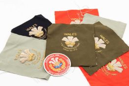 SEVEN WALES COMMONWEALTH GAMES POCKET PATCHES, all embroidered with the Prince of Wales crest, one