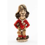 GROGG CARICATURE BY JOHN HUGHES OF JPR WILLIAMS standing on titled base, wearing his Wales No.15