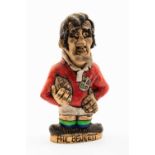 GROGG CARICATURE BY JOHN HUGHES OF PHIL BENNETT standing on titled base, wearing his British Lions