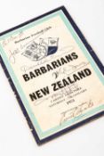A SIGNED 1973 BARBARIANS V NEW ZEALAND MATCH PROGRAMME being the iconic rugby match in which 'that