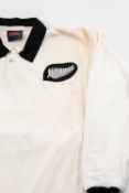 AN UNUSUAL NEW ZEALAND RUGBY UNION JERSEY white body with black collars, Canterbury label for