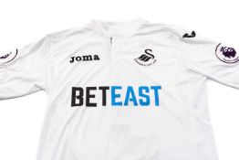 2016-17 PREMIER LEAGUE SWANSEA CITY AFC SHIRT, in white by Joma, size medium, worn by Neil Taylor