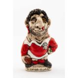 GROGG CARICATURE BY JOHN HUGHES standing on titled base, 'Drop-Kick Davies, with blackened eye,