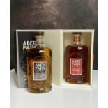 TWO BOTTLES OF ABERFALLS SINGLE MALT WHISKY, comprsing Aberfalls inaugural release single malt Welsh