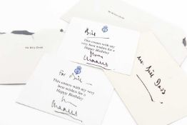 BIRTHDAY CARDS (2) - crested with Prince of Wales feathers and with handwritten greeting, 'Bill,