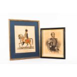 TWO 19TH CENTURY MILITARY PICTURES, comprising C. Reimmann, pencil, charcoal and body colour, 3/4