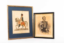 TWO 19TH CENTURY MILITARY PICTURES, comprising C. Reimmann, pencil, charcoal and body colour, 3/4