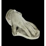 RARE PLASTER CAST OF A HAND, dated 1850, cast by I Fowkes, thought to be the left hand of Queen