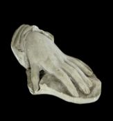 RARE PLASTER CAST OF A HAND, dated 1850, cast by I Fowkes, thought to be the left hand of Queen