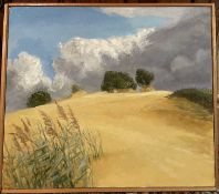 Joan Baker. “Merthyr Mawr: Approaching Storm (1992)”. Oil on canvas. 62cms x 55.5cms. Joan Baker (