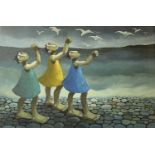 Muriel Delahaye: “Feeding the seagulls”. Limited Edition Giclee Print 30/250. 76 x 59cms. Muriel was