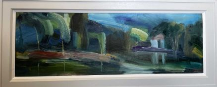 Elaine Preece-Stanley RCA. “Dark Nights and Reflection”. Oil on canvas. 120cm x 40cm. Elaine