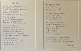 Martyn Joseph. Hand written lyrics to “Alberts Place”. Martyn has been called “The Welsh