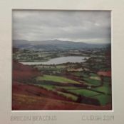 Ceri Leigh. “Brecon Beacons over Llangors Lake”. Photographic print. 430mm square.