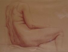 Ceri Thomas RCA. “Seated nude.” Conte pastel on tinted paper. 66 x 82.5cms. Ceri is an artist, art