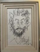 Michael Sheen. “Self-portrait cartoon”. Pen & ink drawing. 17 x 21.5cms. Michael Sheen is a Welsh