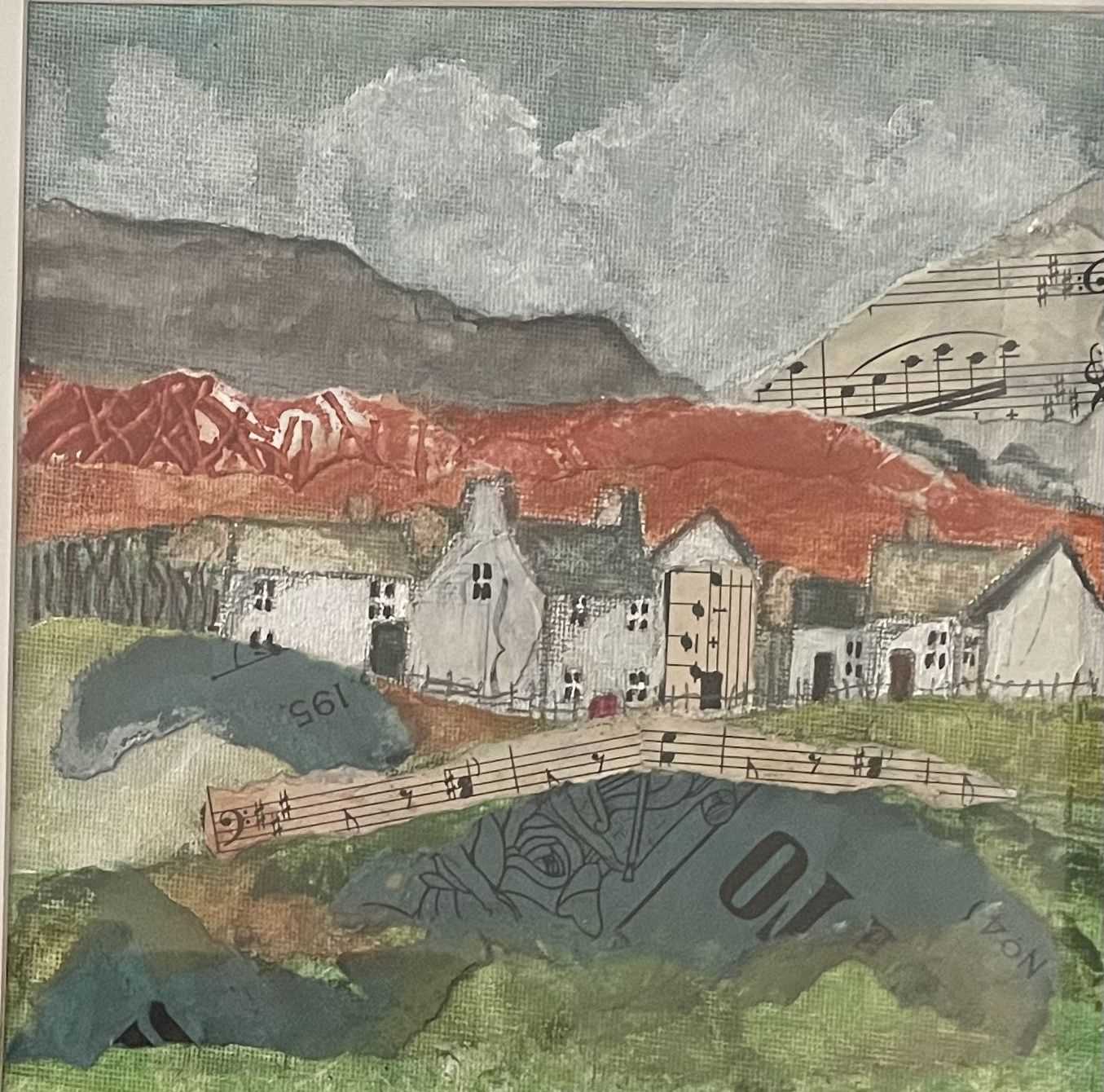 Margaret Prosser. “In the Vale”. Mixed media landscape. 33.5 x 33.5cms.