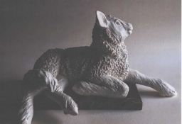 Barry Davies RCA. “Lamb”. Bronze lamb on Portoro marble base. 36cmw x 23cmh x 20cmd. Davies' passion