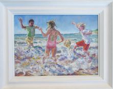 Susan M Barber. “Playing Football”. Acrylic on canvas. 33cms x 43cms