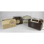 FOUR VINTAGE RADIOS, comprising Bush brown bakelite DAC90A and DAC10 radios, Bush Cream portable