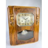 EARLY 20TH CENTURY WALNUT 8-DAY WALL CLOCK, 'Veritable Westimnster', painted art deco dial,