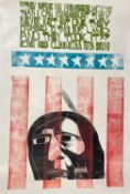 ‡ PAUL PETER PIECH (b.1920), linocut in colours - 'They Made Us Promises', signed and dated in