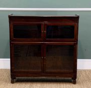 MINTY STAINED BEECH LIBRARY BOOKCASE, of small proportions with four glazed doors, 93h x 89w x 26cms