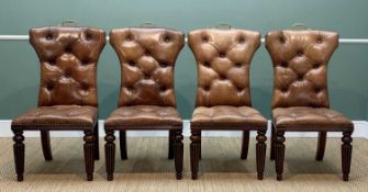 SET RALPH LAUREN 'TELFORD' LEATHER DINING CHAIRS, with tapering reeded legs, nailhead trim and
