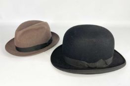 TWO GENT'S HATS, comprising Dunn & Co 'Lightweight' black bowler, size 7, and Christy 'Imperial'