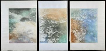 ‡ DONALD WILKINSON (b. 1937) etching with colour - 'Below Derwent Folds', c. 1980, triptych, signed,