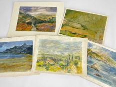 ‡ RONALD LOWE (British 1932-1985) watercolours on paper - five Continental landscapes including