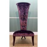 CHRISTOPHER GUY 'FABULEUX' HIGH-BACK CHAIR, black painted frame with purple crushed velvet