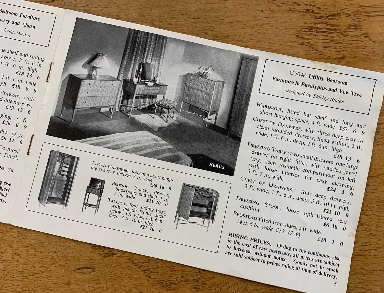 SHIRLEY SLATER FOR HEALS 'C5048' EUCALYPTUS & YEW BEDROOM SUITE, c. 1952, comprising wardrobe 187h x - Image 4 of 18