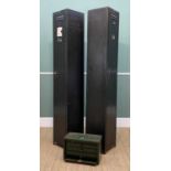 THREE PAINTED METAL CABINETS, comprising a pair of upright narrow Premier Steel Bin Co. lockers with