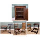 ASSORTED ECCLESIASTICAL FURNITURE, including oak table with X-frame base 84h x 81w x 65cm d, 2 oak