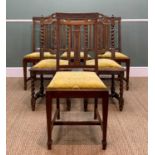 ASSOCIATED GROUP SIX DINING CHAIRS, similarly upholstered, 4 with square bar backs, 2 with barley