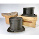 TWO BOXED VINTAGE TOP HATS comprising one G.A. Dunn & Co. London top hat, in the original Dunn & Co.