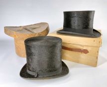 TWO BOXED VINTAGE TOP HATS comprising one G.A. Dunn & Co. London top hat, in the original Dunn & Co.