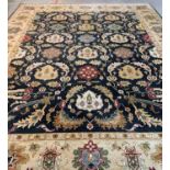 MODERN PERSIAN STYLE CARPET, with palmette and floral field with serrated leaves, broad caramel