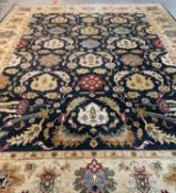 MODERN PERSIAN STYLE CARPET, with palmette and floral field with serrated leaves, broad caramel