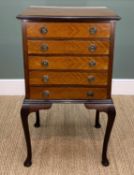 EDWARDIAN MAHOGANY MUSIC CABINET, fitted 5 drop fronted drawers, cabriole legs, 94h x 53w x 44cm d